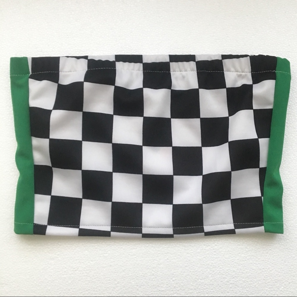 Checkered Tube Top w/ Green Stripe 🏁 NWT